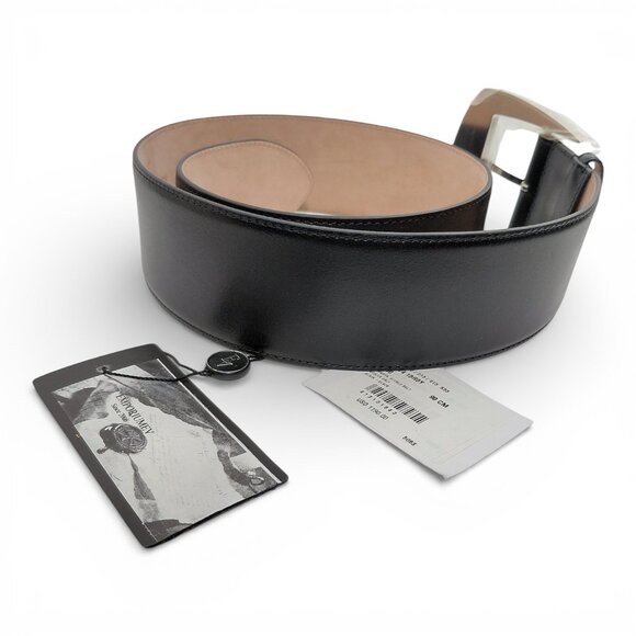 Alexander McQueen Unisex Black Geometric Buckle Leather High Belt (0213) main image 9